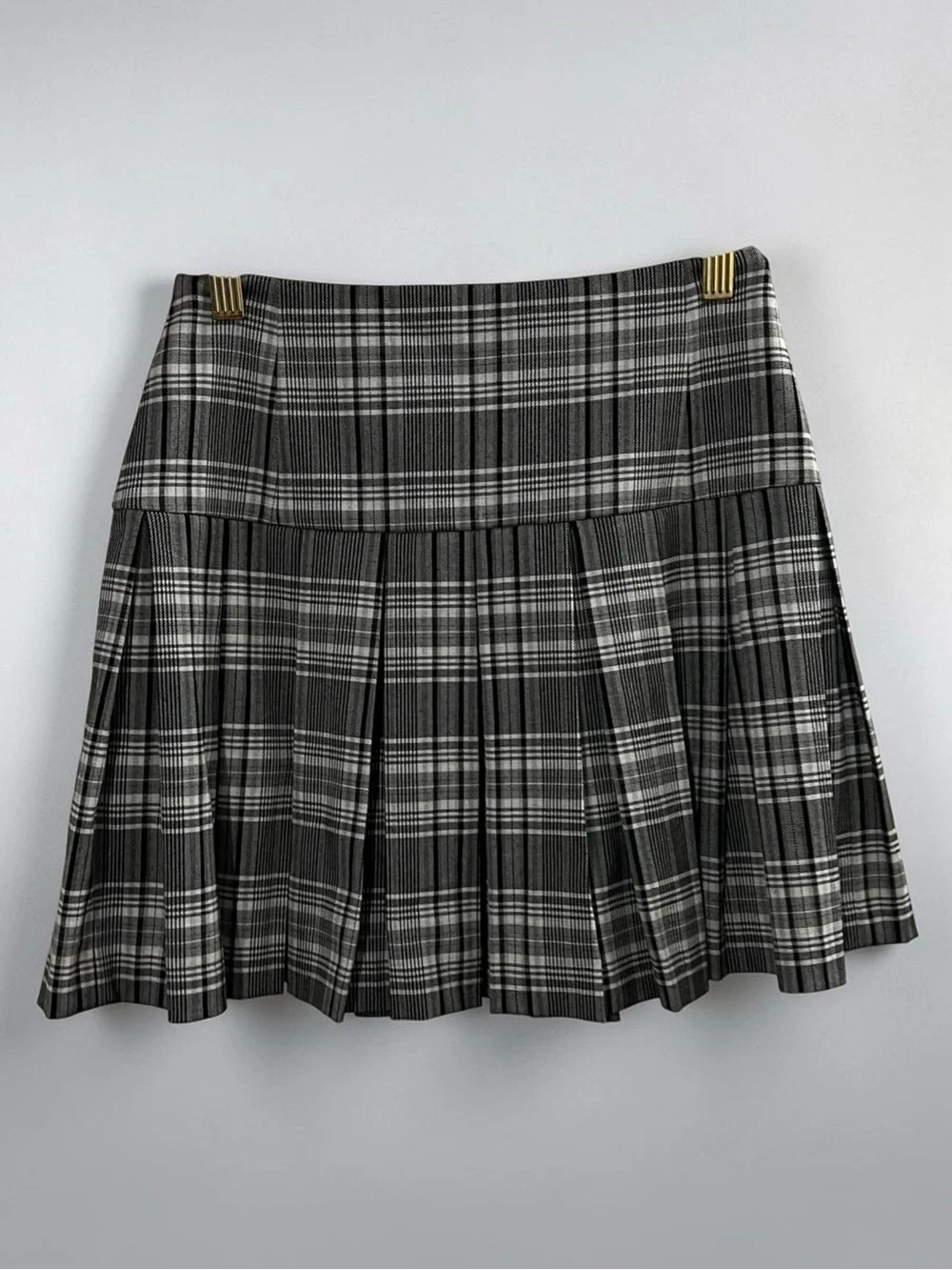 Alice + Olivia Gray Plaid A-Line Mini Skirt - Picture 2 of 5